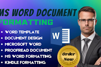 do ms word formatting, document design and KDP template for kindle and paperback