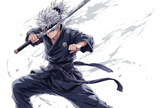 draw unique anime illustration in jujutsu kaisen style