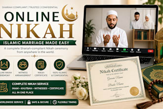 perform online nikah ceremony with imam and provide nikah certificate