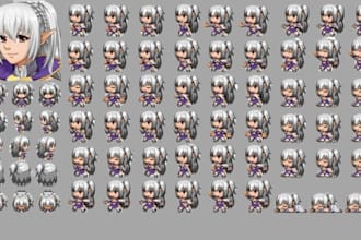 create rpg maker mv and mz sprites and sv battle sprites, pixel pokemon sprite