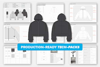 create production ready tech packs for clothing brands
