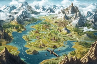 create fantasy map of a fictional world