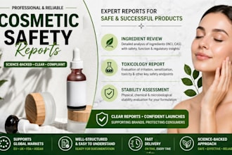 do ingredient review, toxicology reports, and stability assessment for cosmetics