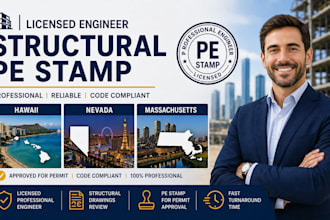 licensed engineer structural pe stamp for hawail nevada massachusetts