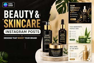 design beauty and skincare social media posts in canva