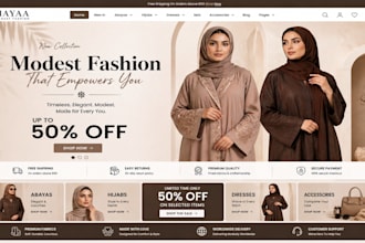 design shopify modest fashion store, hijab abaya clothing website