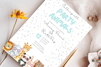 design modern and editable birthday invitation in canva for kids party
