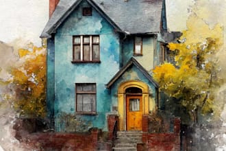 do an watercolor house portrait