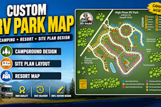 design professional rv park, campground, site map and layout plan