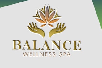 do minimalist fitness, wellness, gym, spa, massage, natural and yoga logo design