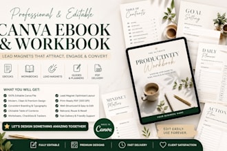 design canva ebook, workbook, lead magnet, editable canva ebook and workbook pdf