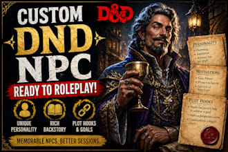 create a custom dnd npc with personality story and plot hooks