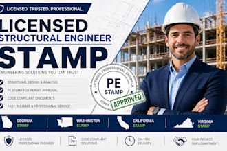 license structural engineer stamp georgia, washington, california virginia ohio