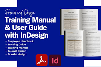 design training manual, workbook, employee handbook, user manual in indesign