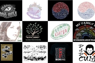 make custom word cloud art and typography t shirt design