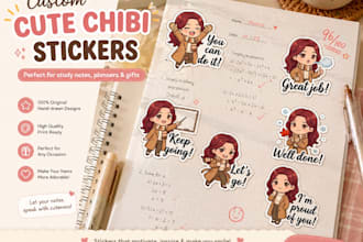 design cute winter teacher reward stickers and chibi