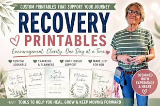 create custom recovery journal, trackers encouragement printables
