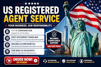 provide US registered agent service in all 50 states, register US llc and ein