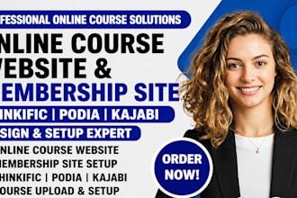 do online course website, membership site, thinkific site, podia, kajabi website