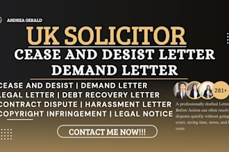 write cease and desist letter demand letter legal notice as a uk solicitor