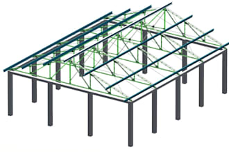 provide roofing plan, truss layout, framing plan and structural steel design