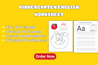 design kindergarten english worksheet for kids learning