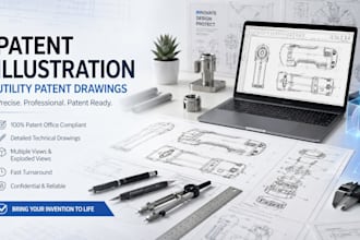 do utility patent drawing product technical line art drawing patent illustration