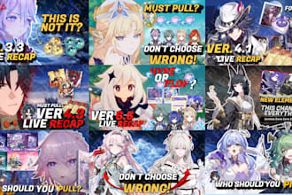 design viral youtube thumbnails for gaming, gacha and anime games