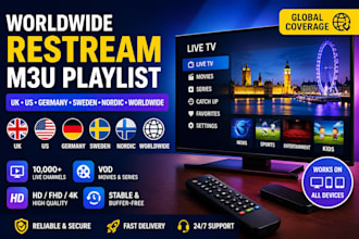 offer best UK, US, german, sweden,nordic, adult, worldwide restream m3u playlist