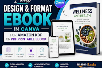 design and format ebook in canva for amazon kdp or pdf printable ebook cookbook