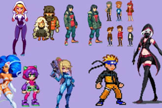 design high quality pixel art animation sprites sheet 2d pixel game assets art
