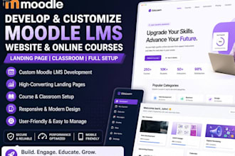 develop moodle lms website online course landing page customization classroom