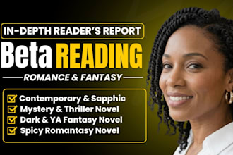 beta read your romance, fantasy, mystery thriller novel with honest feedback