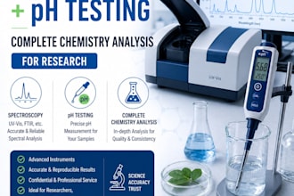 analyze spectroscopy data and test ph for cosmetics, skincare, and chemicals