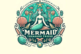 design high quality custom mermaid logo with unlimited revision