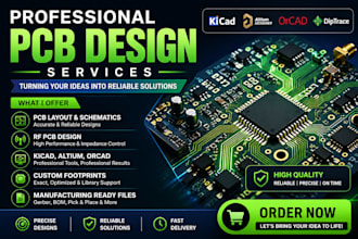 do pcb design, rf pcb, schematics, layout, kicad, altium, orcad footprint gerber