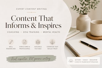 write SEO blog posts for coaching and dog training