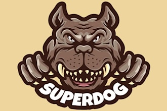 make wonderful dog hand drawing mascot logo 1 day delivery