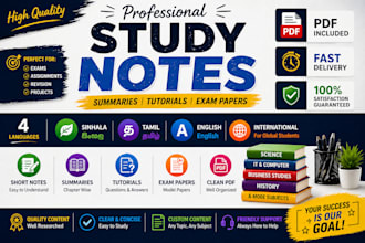 create study notes and summaries in sinhala tamil english