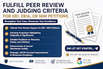 fulfill peer review and judging criteria for eb1, eb1a, or niw petitions