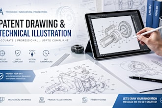 create professional patent drawings and technical line art for uspto