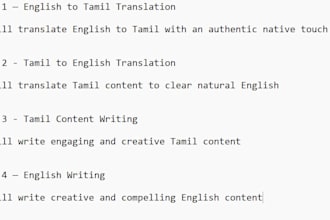do tamil and english content writing
