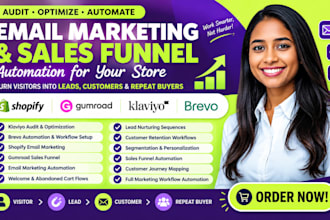 gumroad shopify store klaviyo brevo sale audit email funnel marketing automation