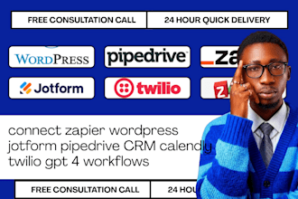 connect zapier wordpress jotform pipedrive CRM calendly twilio gpt 4 workflows