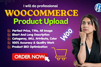 professionally upload woocommerce products with SEO setup