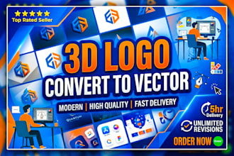 vectorize 3d logo to editable svg with fast delivery