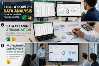 do excel and power bi data analysis and dashboards