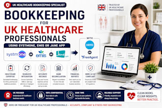 bookkeeping for UK healthcare using systmone, emis, jane app with xero freeagent