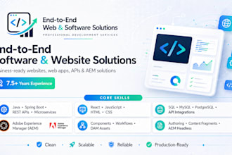 build end to end software, website and web app solutions