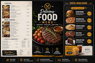 create modern digital menu and restaurant menu